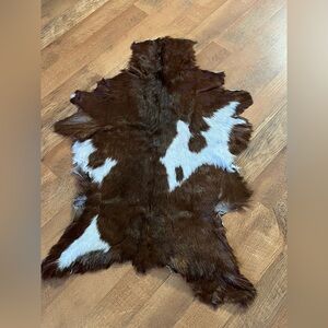 Brown and White Natural Goat Hide  Accent Rug - Premium Home Accent